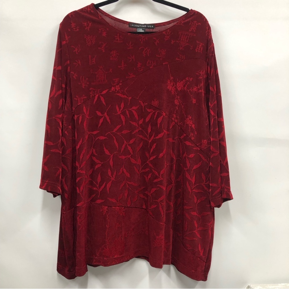 Valentine USA Diagonal panel 2 piece skirt set size 3x includes blouse & skirt